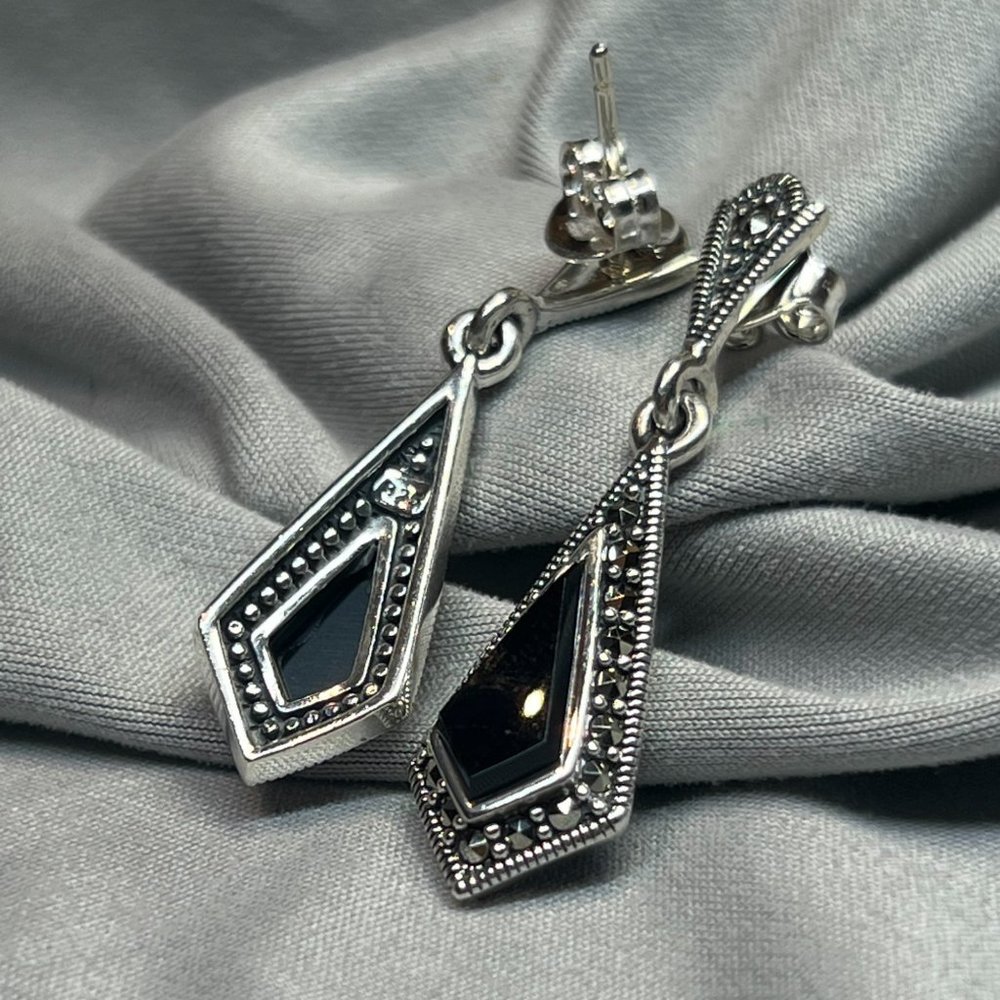 **SOLD***Sterling Silver Drop Kite Earrings Dangle Earrings for Women 925 Silver - Picture 2 of 10